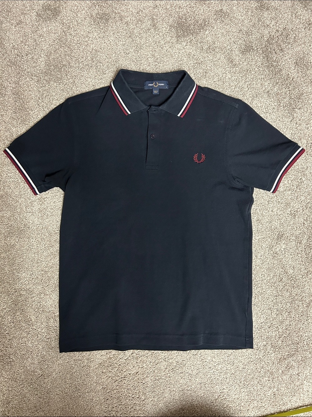 Fred Perry Classic Navy Red Slim Fit Polo Y2K